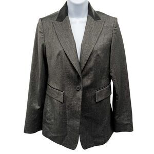 Express Vegan Leather Collar Stretch Wool Blend Women's Longline Blazer Coat